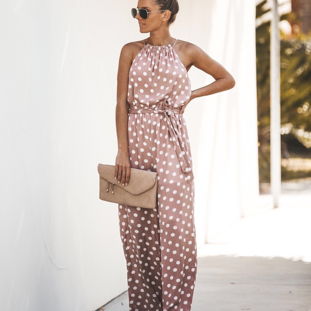 Pretty Pink Polka Dot Jumpsuit - Vici - Picture 4 of 7